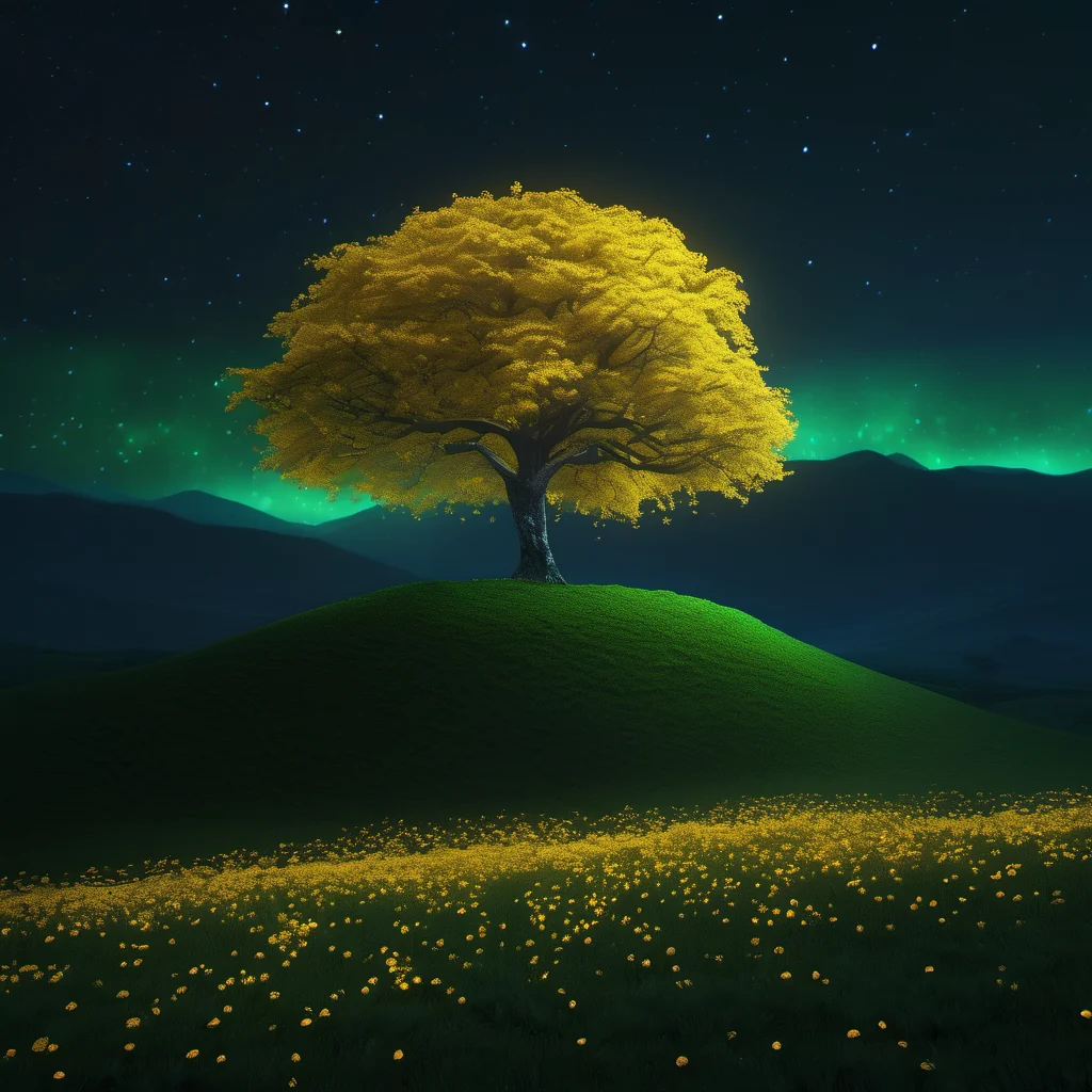 Ipê amarelo feito de pétalas de luz dourada
